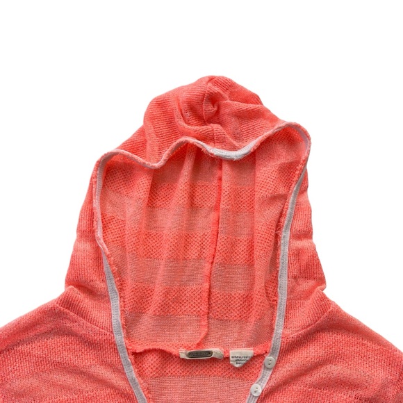 Miss Me Womens Sz Medium Bright Coral 3/4 Sleeve Knit Hooded Lightweight Sweater - Picture 7 of 16
